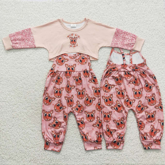 Baby Girls Mama's Little Reindeer 2pcs Jumpsuits Clothes Sets