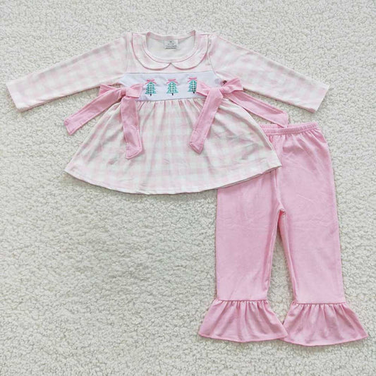 Baby Girls Pink Christmas Tree Pants Clothes Sets