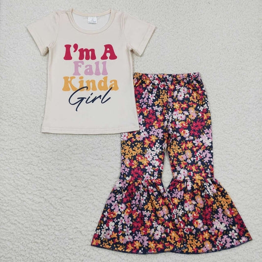 Baby Girls Short Sleeve Tee Shirts Floral Bell Bottom Pants Clothes Sets