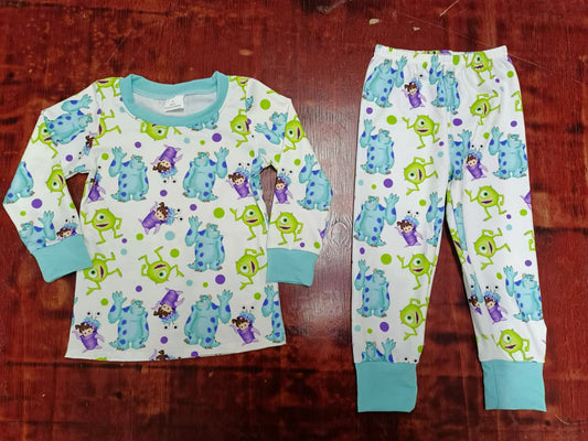 Baby Boys Monster Purple Top Pants Pajamas Clothes Sets preorder(MOQ 5)