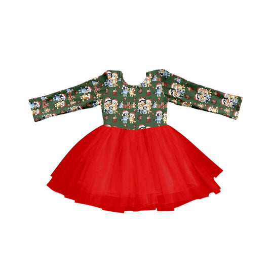 Baby Girls Christmas Dog Tutu Knee Length Dresses preorder(moq 5)