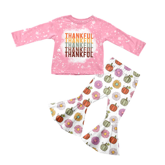 Baby Girls Thankful Pumpink Bell Pants Clothing Sets preorder(moq 5)