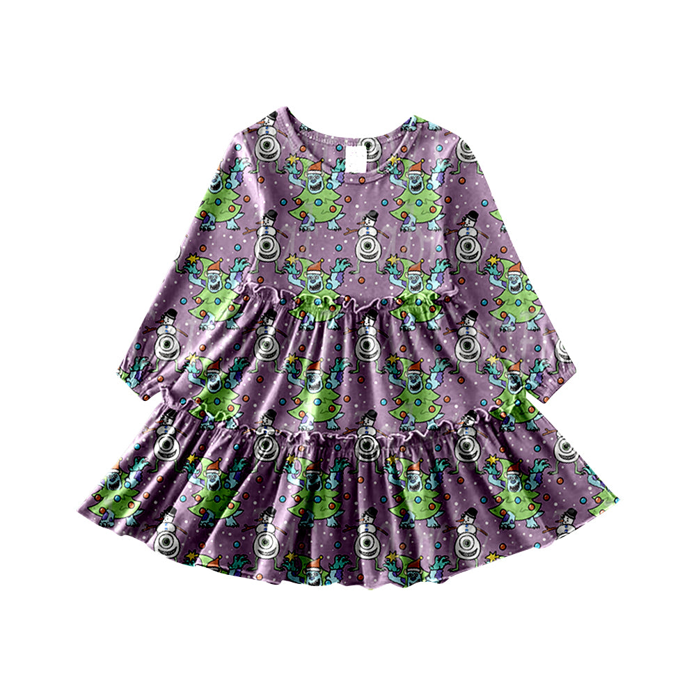 Baby Girls Christmas Frog Ruffle Knee Length Dresses preorder(moq 5)