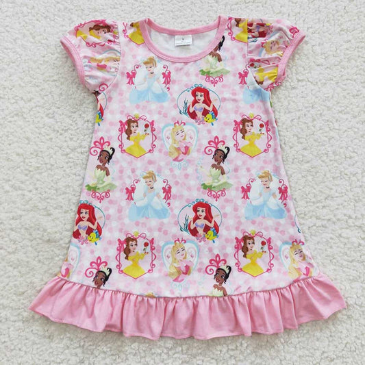 Baby Girls Princess Dots Ruffle Knee Length Dresses