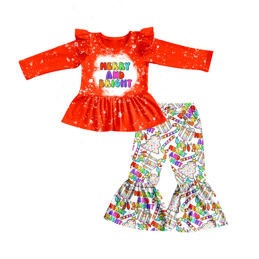 Baby Girls Merry and Bright Bell Pants Clothes Sets preorder(moq 5)