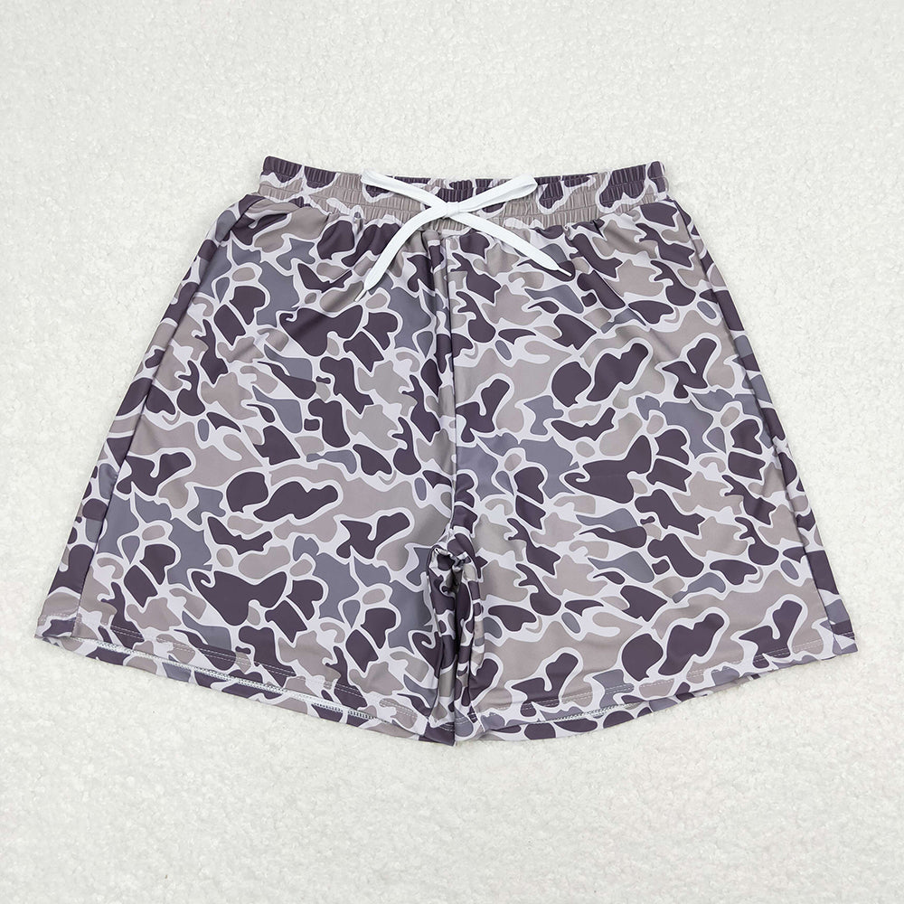 Adult Man Grey Camo Bottom Trunk Shorts Swimwear