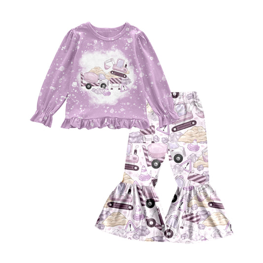 Baby Girls Purple Construction Bell Pants Clothes Sets preorder(moq 5)