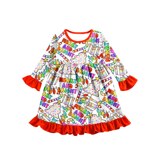 Baby Girls Merry and Bright Knee Length Dresses preorder(moq 5)