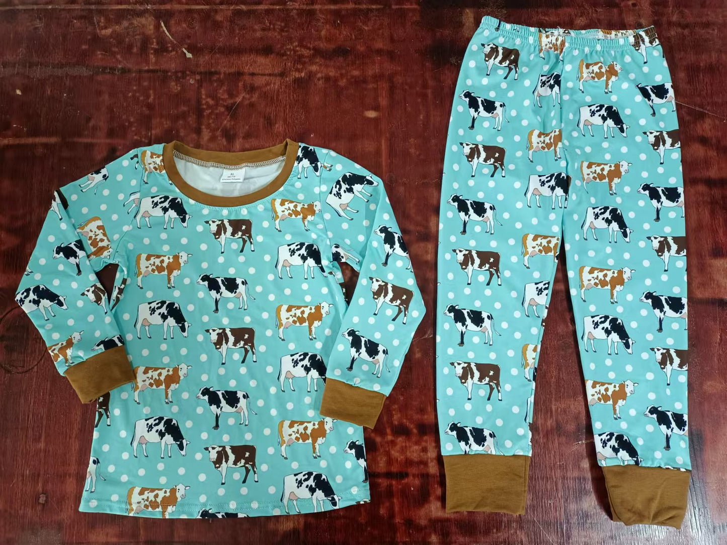 Baby Boys Western Dots Cows Farms Shirts Pants Pajamas Clothes Sets preorder(MOQ 5)