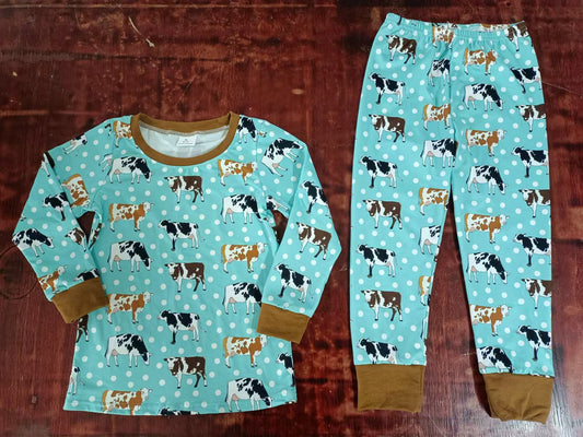 Baby Boys Western Dots Cows Farms Shirts Pants Pajamas Clothes Sets preorder(MOQ 5)