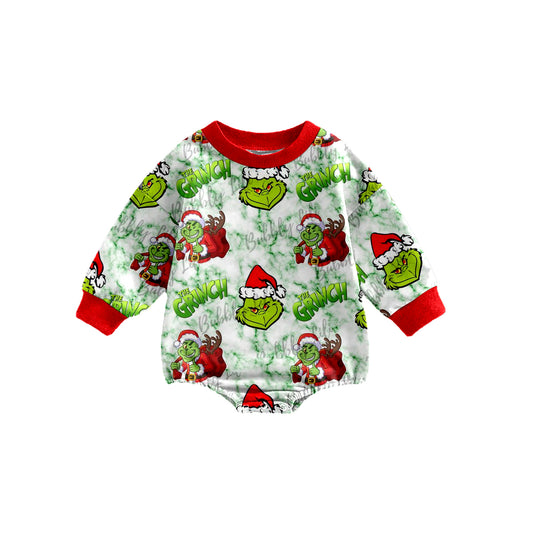 Baby Kids Christmas Green Frog Long Sleeve Rompers preorder(moq 5)