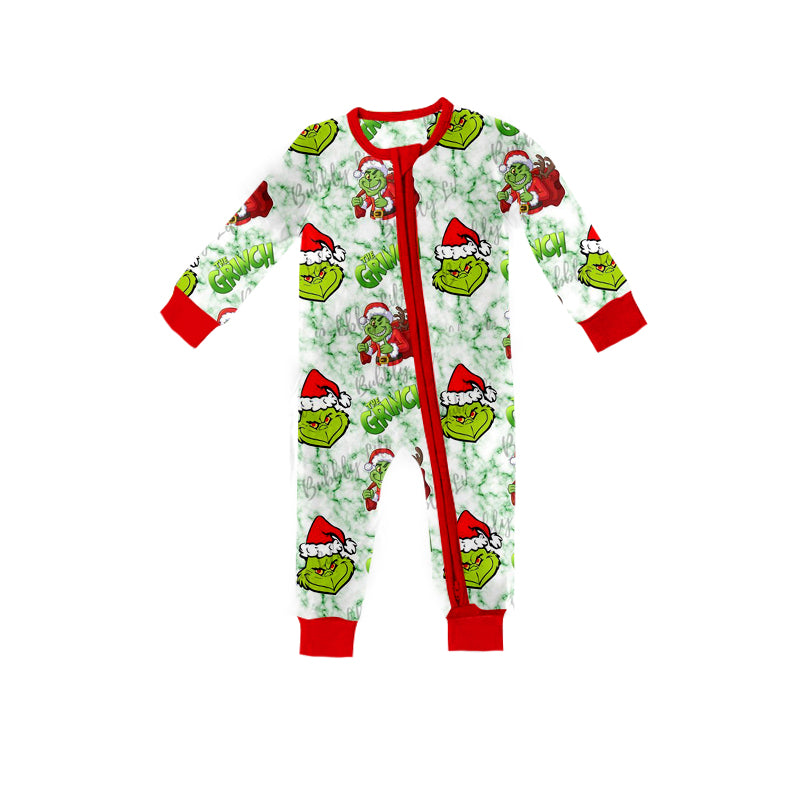 Baby Kids Christmas Green Frog Zip Rompers preorder(moq 5)