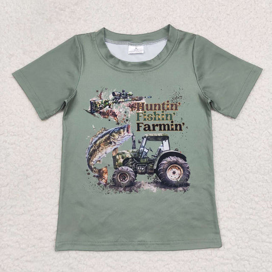 Baby Boys Fishing Hunting Green Top Tee Shirts