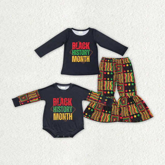 Baby Girls Black History Month African Sibling Romper Outfits Clothes Sets