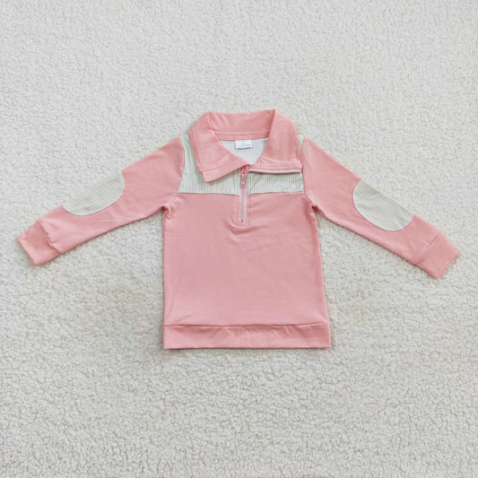 Baby Girls Pink Long Sleeve Elbow Pullover Tee Shirt Tops