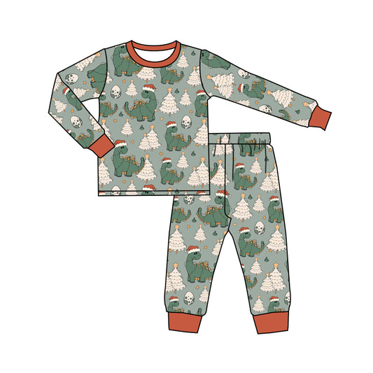 Baby Boys Christmas Dinosaur Pants 2pcs Jammies Clothing Sets preorder(moq 5)