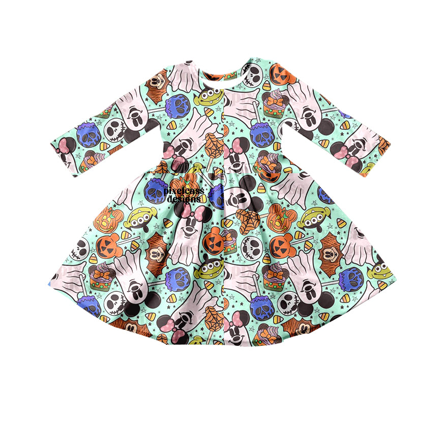 Baby Girls Cartoon Ghost Twirl Dresses preorder(moq 5)