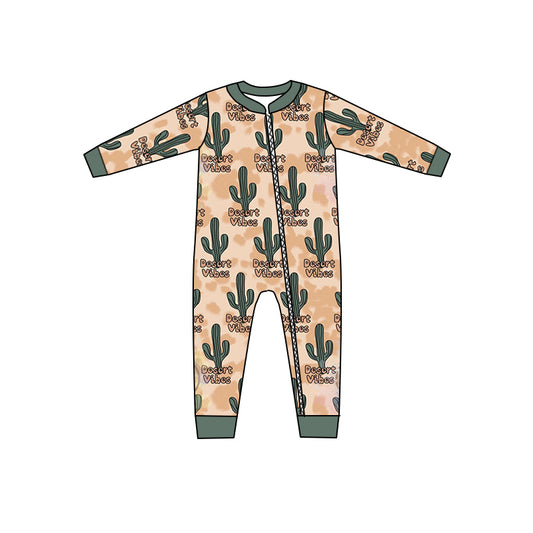 Baby Kids Desert Cactus Long Sleeve Zip Rompers preorder(moq 5)