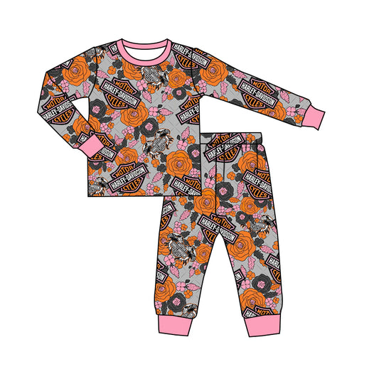 Baby Kids Motorbike Flowers Pajamas Clothes Sets preorder(moq 5)