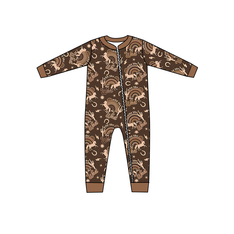 Baby Kids Wild West Rainbow Long Sleeve Zip Rompers preorder(moq 5)