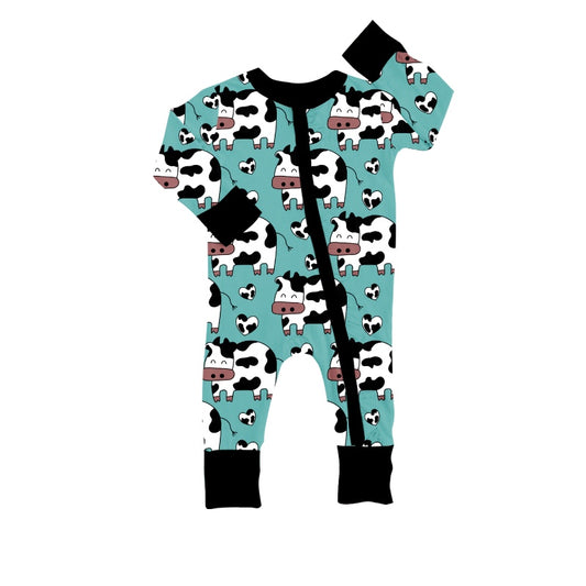 Baby Kids Hearts Cute Cows Zip Rompers preorder(moq 5)