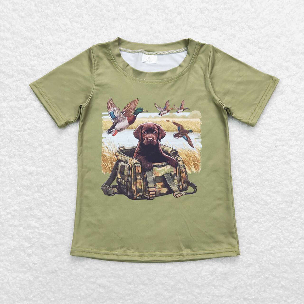 Baby Boys Green Ducks Dogs Short Sleeve Tee Shirt Tops