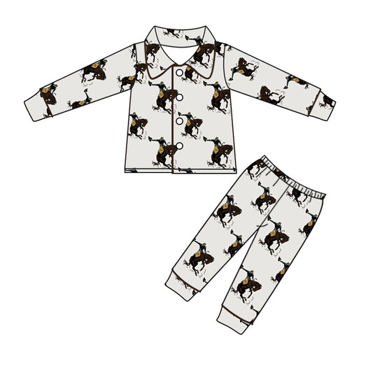 Baby Kids Rodeo Button Ups Spring Fall Pajamas Clothes Sets preorder(moq 5)