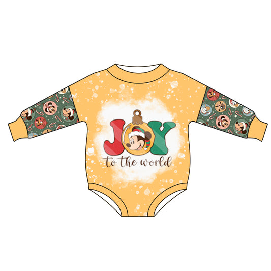 Baby Kids Christmas Joy Cartoon Long Sleeve Rompers preorder(moq 5)