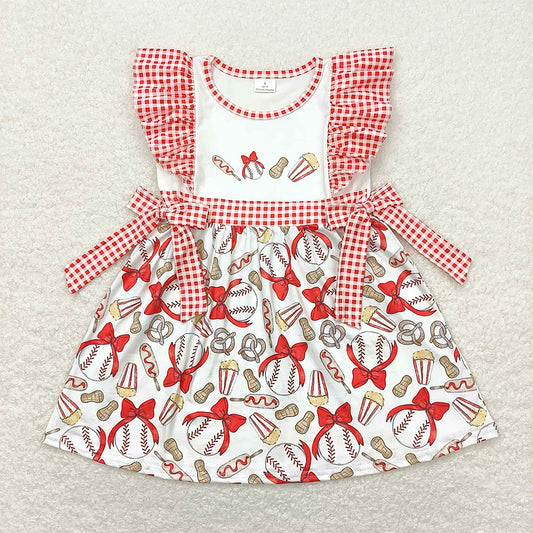 Baby Girls Baseball Pink Knee Length Bows Dresses