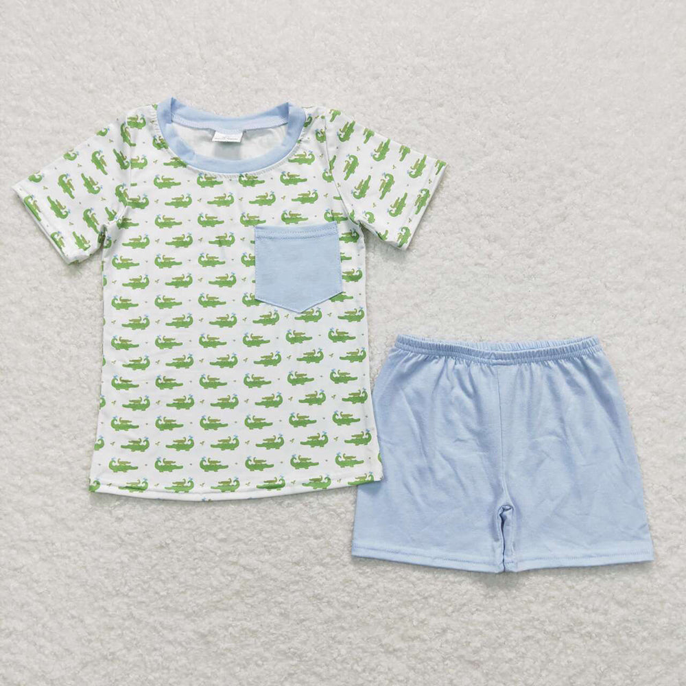 Baby Boys Crocodile Pocket Tee Shirts Shorts Clothes Sets