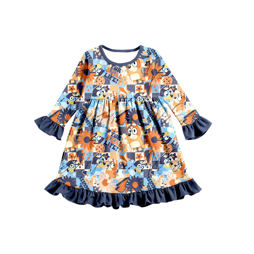 Baby Girls Cartoon Dogs Ruffle Knee Length Dresses preorder(moq 5)