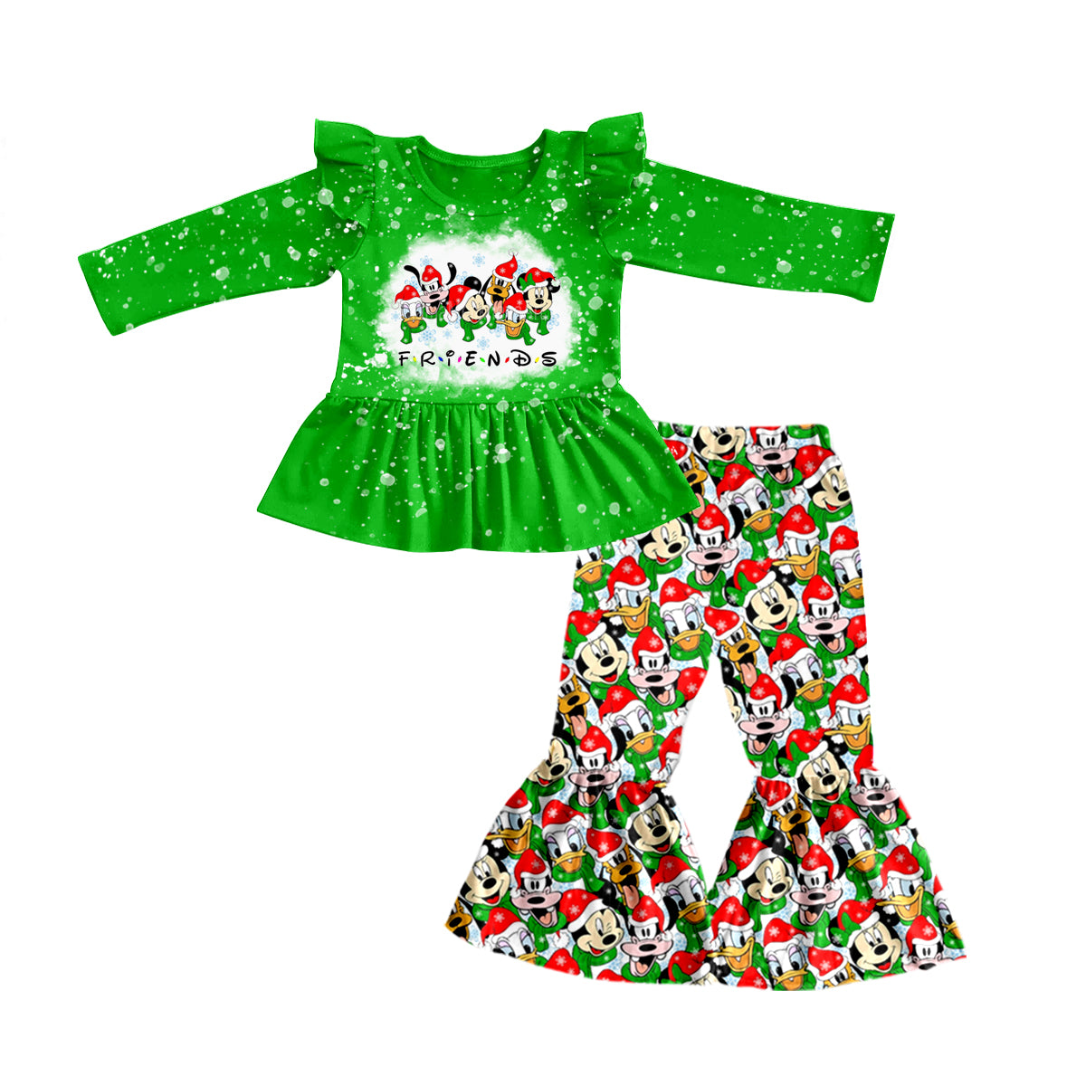 Baby Girls Green Duck Friends Tunic Bell Pants Clothing Sets preorder(moq 5)