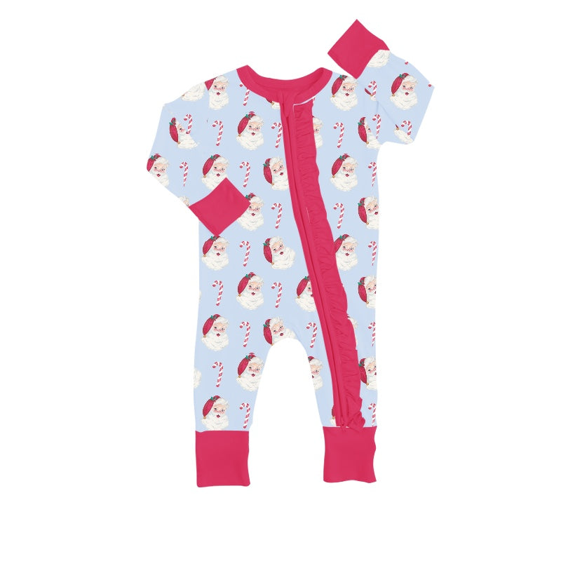 Baby Girls Christmas Santa Candy Cane Long Sleeve Rompers preorder(moq 5)