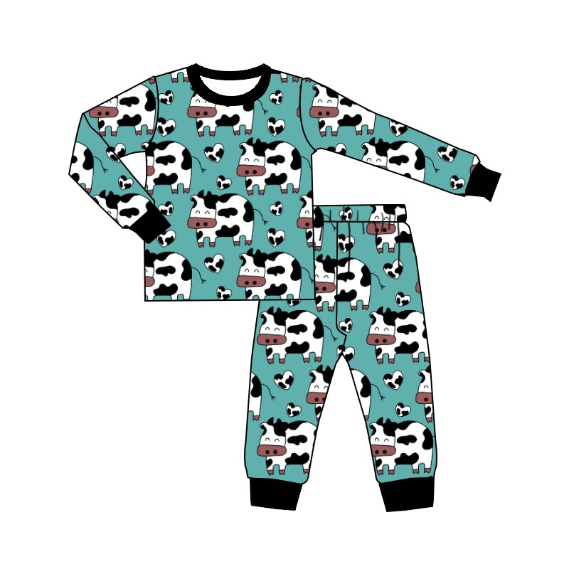 Baby Boys Cute hearts Cows Pajamas Clothes Sets preorder(moq 5)