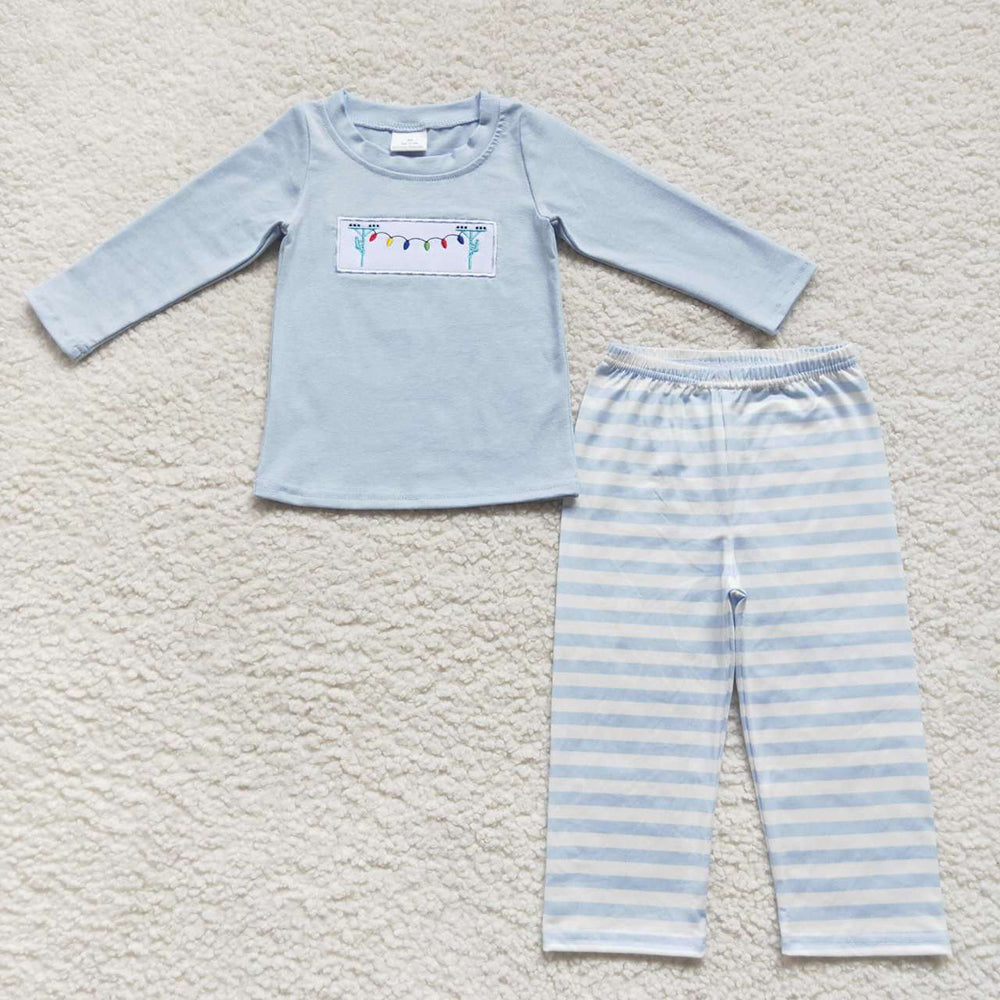 Baby Boys Christmas Blue Light Shirt Pants Pajamas Clothes Sets