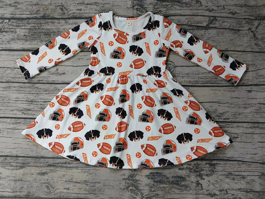 Baby Girls Team Dog Football Long Sleeve Knee Length Dresses preorder(moq 5)