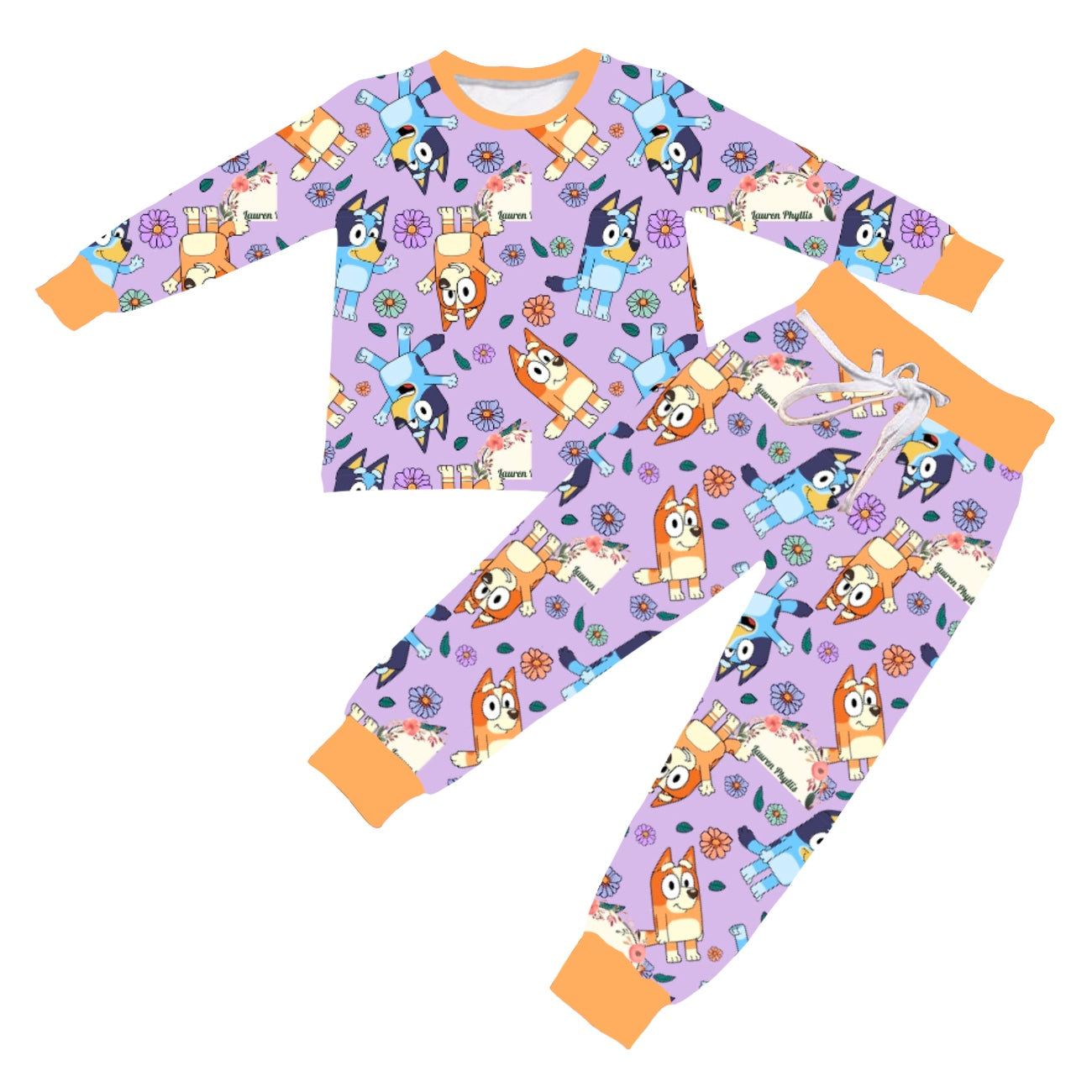 Baby Girls Purple Dogs Pajamas Clothes Sets preorder(moq 5)