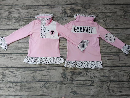 Baby Girls Pink Gymnast Long Sleeve Ruffle Pullovers Tops Preorder(moq 5)