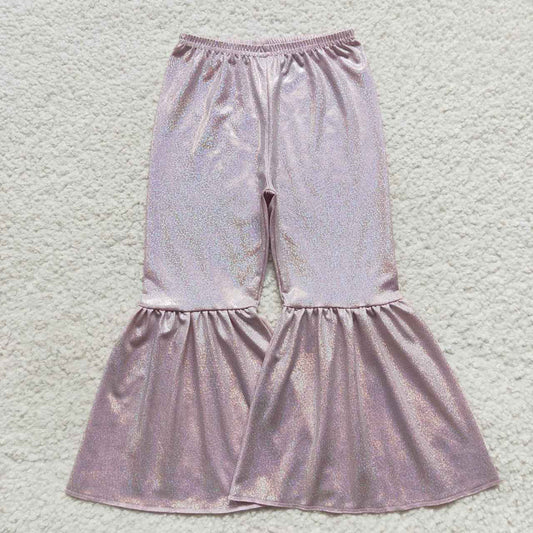 P0179 Baby Girls Pink Holographic Spandex Bell Bottom Pants