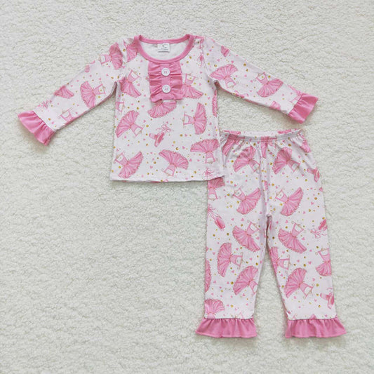 Baby Girls Pink Dressing Long Sleeve 2pcs Pajamas Clothing Sets