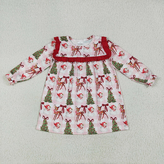 Baby Girls Christmas Santa Trees Bib Knee Length Dresses