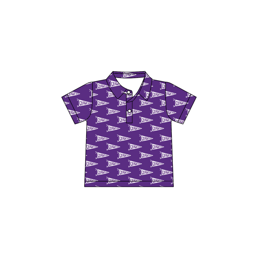 Preorder(moq 5) Baby Boys Go Fight With Purple Cheer Team Pullovers Shirts Tops