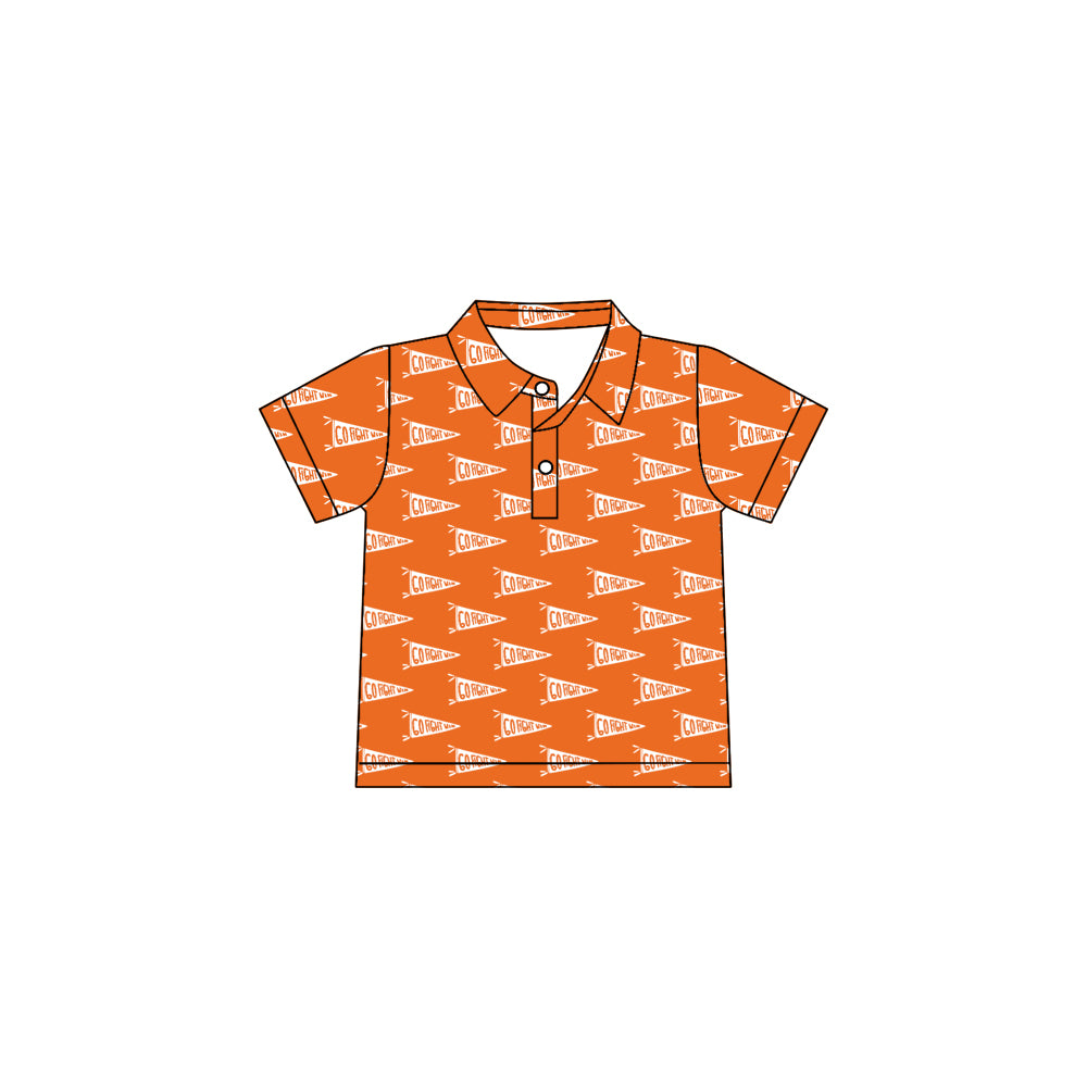 Preorder(moq 5) Baby Boys Go Fight With Orange Cheer Team Pullovers Shirts Tops