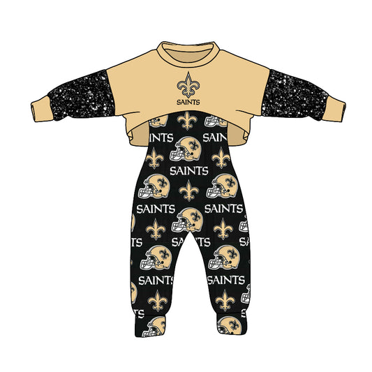 Baby Girls Gold Team 2pcs Jumpsuits Sets preorder(moq 5)