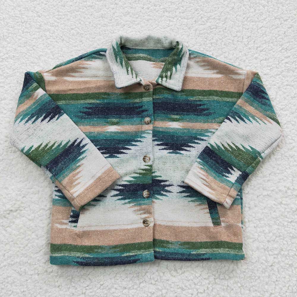 Baby Kids Western Green Aztec Jackets Cardigans