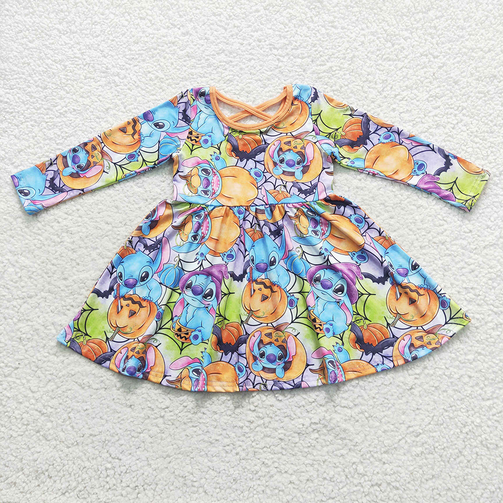 Baby Girls Halloween Orange Pumpkin Twirl Dresses