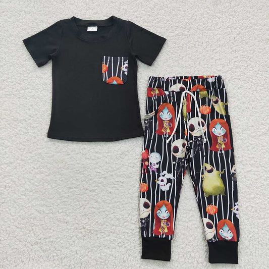 Baby Boys Halloween Pocket Ghost Tee Shirt Pants Clothes Sets