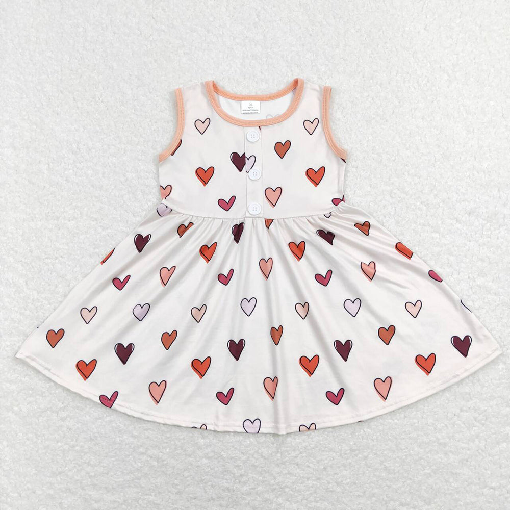 Baby Girls Valentines Red Hearts Knee Length Dresses