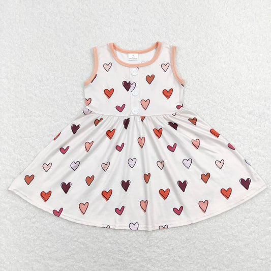 Baby Girls Valentines Red Hearts Knee Length Dresses