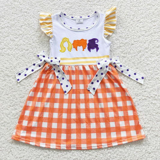 Baby Girls Halloween Sisters Orange Bow Dresses